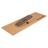 BoarderKING Indoorboard - Balance Board für Indoor-Surfen und Skaten, Gleichgewichtsboard für NeuroMuscular Response Training, inkl. Schutzmatte, 100 mm x 40 cm (Ø x L), walnuss