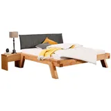 Lomadox Schlafzimmer-Set BRANTFORD-69, (Spar-Set, 3-tlg., Bettgestell Nachttische), Liegefläche 140x200, Polsterkopfteil, Kiefer massiv eichefarben geölt braun 278 cm x 100 cm x 222 cm