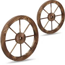 Relaxdays Wagenrad aus Holz 2er Set, braun
