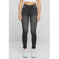 URBAN CLASSICS Skinny Open Hem Hochtaillierte Jeans - black