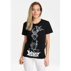 T-Shirt LOGOSHIRT "Asterix der Gallier - Asterix Skizze", Damen, Gr. M, schwarz, 100% Baumwolle, bedruckt, normal, Rundhals, Shirts T-Shirt, mit lizenziertem Print