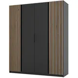masseno Drehtürenschrank CAGLIARI 200 x 239 x 61,9 cm Schwarz