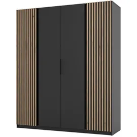 masseno Drehtürenschrank CAGLIARI 200 x 239 x 61,9 cm Schwarz
