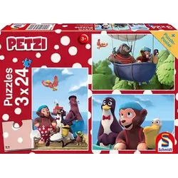 SCHMIDT SPIELE 56230 Puzzle Petzi, Beste Freunde 3x24Teile