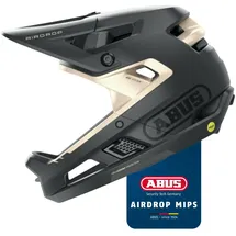 ABUS AirDrop MIPS - MTB: Downhill, Freeride und Enduro - Mountainbike-Helm mit optimierter Belüftung und Ambient Sound Channel - für Erwachsene, Schwarz/Gold, Größe S/M