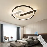Eurotondisplay LED Deckenleuchte Deckenlampe SX8778WB mit Fernbedienung Lichtfarbe/Helligkeit einstellbar dimmbar weiß schwarz lackierte Metallrahmen LED Sc... Ø Weiß