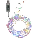 STAR TRADING LED Lichterkette 100er bunt Silberdraht USB 8 Funktionen Timer innen 456-52 - Bunt