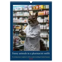 Calvendo Funny animals in a pharmacist outfit (Wall Calendar