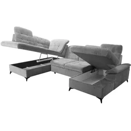 robin inspire Robin Ecksofa Mit Schlaffunktion 2 Bettkasten U Form Sofa Eckcouch Schlafcouch Freistehend Verstellbare Sitztiefe Rückenhöhe Neo 343 x 21... - Weiß