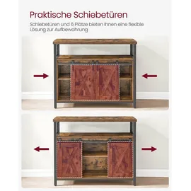 VASAGLE Sideboard 100 x 80 x 33 cm Braun/Schwarz