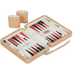 Relaxdays Backgammon Reisespiel Hellbraun