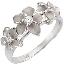 FIRETTI Fingerring »Schmuck Geschenk Silber 925 Silberring Blume/Blüte«, mit Zirkonia (synth.) Firetti silberfarben + kristallweiß