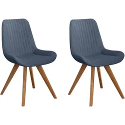 Schalenstuhl HOME AFFAIRE "Bratislava", blau (blau (cloud 74), eiche natur), B:56cm H:86cm T:61,5cm, Polyester, Sperrholz, Massivholz, Stühle, Gestell Eiche massiv geölt, Easy Care-Stoff
