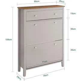 SoBuy Schuhschrank Schmal 80 x 108 x 25 cm mit Schublade braun