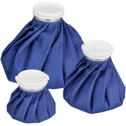 Relaxdays Eisbeutel zum Kühlen, 3 Kühlpads, Warm- & Kaltanwendung, auslaufsicher, wiederverwendbar, elastisch, blau