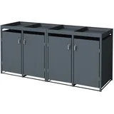 ML-Design Mülltonnenbox 4er mit Pflanzdach für 4 Mülltonnen, 240L 264x80x124cm Anthrazit, Stahl,