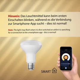 ledscom.de E27 LED RGB Leuchtmittel, R80, warmweiß - kaltweiß (2700 - 6300 K), 9,9 W, 950lm, Smart Home, WLAN, Alexa, matt