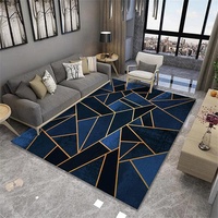 Teppich Outdoor Teppich Junge Blaues goldenes modernes einfaches 3D geometrisches Grafikdesign Teppich Rund Kinderzimmer 200x250cm
