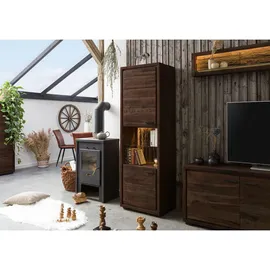 Massivmoebel24 Vitrine Akazie 58 x 40 x 180 cm Dunkelbraun