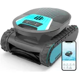 BRINBO Pleco Pro Poolroboter Akku Wand und Boden, Wasserlinie, 210 Min. Betriebszeit, Doppel-Filtration, 7 Modi, App Steuerung, Kabelloser Poolsauger für Pools bis 200 m2,Graphit