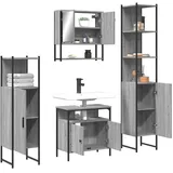 vidaXL Badmöbel-Set Grau Sonoma 4-tlg. Holzwerkstoff