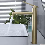 Hochwaschtischarmatur, Gebürstetes Gold, Einhebelmischer, Warm- Und Kaltwasser Regulierbar, Gebürstetes Gold, M4ok-t-crezuo