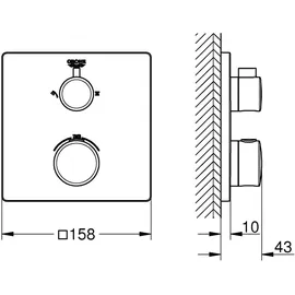 Grohe Grohtherm Thermostat-Brausebatterie mit 2-Wege-Umstellung eckig chrom, 24079000