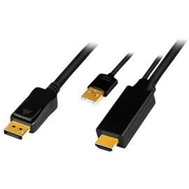 Logilink CH0091 + DP 1.2 auf HDMI A Stecker + USB-A, 4K@30 Hz, 2 m