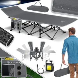 KESSER® Campingbett Feldbett Klappbar Klappbett Campingliege inkl. Tragetasche + Seitentasche Stabiles Feldbett 250kg Belastbar Metallrohr 600D Oxfordgewebe Tragbar Liege Reise Bequem