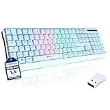 KLIM Chroma Wireless Gaming Tastatur Kabellos QWERTZ DE – RGB Beleuchtet, Leise & Ergonomisch, Langlebig & Wasserdicht – Für PC, Mac, PS4, PS5 – Weiß