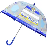 CYPBRANDS Real Madrid Kinder-Regenschirm, transparent, Handschirm, 48 cm, mehrfarbig, offizielles Produkt, bunt