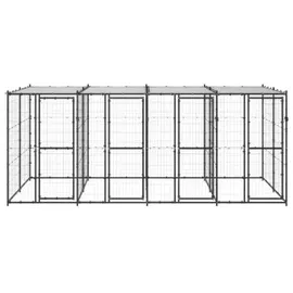 vidaXL Outdoor-Hundezwinger Stahl mit Überdachung 9,68 m2