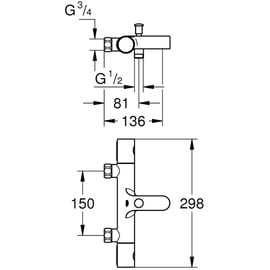 Grohe Grohtherm 800 Cosmopolitan Thermostat-Wannenbatterie, ohne S-Anschlüsse