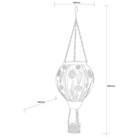 GLOBO 2er Set LED Solarleuchte Heißluftballon Feuereffekt Außenleuchte Hängelampe Terrassenleuchte, Dekorstanzugen, braun