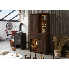 Massivmoebel24 Vitrine 88 x 40 x 180 cm Braun