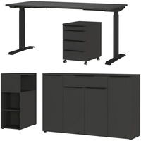 Germania Büromöbel-Set »Mailand«, (4 tlg.), inkl. Schreibtisch, Rollcontainer, Raumteiler und Sideboard, grau
