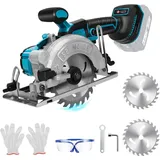 Akku-Kreissäge für Makita 18V Lithium-Akku, Bürstenlose Mini Handkreissäge mit 2 Sägeblättern, Mini-Kreissäge zum Schneiden von Fliesen und Holz (125mm)