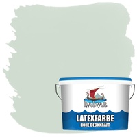 Halvar Latexfarbe hohe Deckkraft Weiß & 100 Farbtöne - abwischbare Wandfarbe für Küche, Bad & Wohnraum Geruchsarm, Abwischbar & Weichmacherfrei (5 L, Salbeigrün)