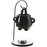 Makimoo Hängender heidnischer Kessel Ölbrenner, schwarzer Wachswärmer Aroma Diffusor, mit Griff, für ätherische Duftwachs, bezaubernde Hexen Home Decor Element.