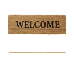 Relaxdays Fußmatte WELCOME, Kokos, rutschfest, Gummi/PVC, BxT: 75x25 cm, für Balkon/Haustür, natur