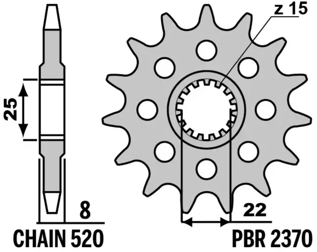 PBR Stahlstandard-Frontzahnrad – 520
