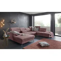 Wohnlandschaft SIT & MORE "Percy U-Form", lila (flieder), B:343cm T:235cm, Sofas, Wohnlandschaft, 12 cm Fußhöhe, Sitztiefenverstellung, wahlweise in 2 Fußfarben