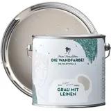 MissPompadour Edelmatte Wandfarbe Grau mit Leinen 2,5L Hochdeckend Spritzfrei