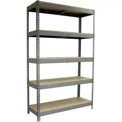 SimonRack Metallregal ohne Schrauben mit Simonforte 5 Regale 5 Regale. Grau/Holzfarbe 2000x2400x450 mm