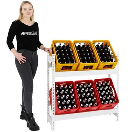 Proregal Getränkekistenregal Camel HxBxT 100x100x30cm | Weiß Metall, Rechteckig, 133x100x30 cm Küchenzubehör, Flaschenträger