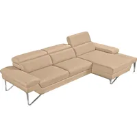 Egoitaliano Ecksofa »Princess, elegantes Designsofa mit erstklassigem Sitzkomfort, L-Form«, mit Recamiere, inkl. Kopfteilverstellung, edle Designmetallfüße beige