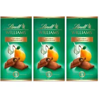 Lindt Schokolade Williams| 100 g Tafel | Vollmilch-Schokolade mit fruchtigem Williamsbrand | Schokoladentafel | Schokoladengeschenk (Packung mit 3)
