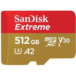 SANDISK Speicherkarte "microSDXC Extreme", rot (gold, rot), 512 GB, Speicherkarten