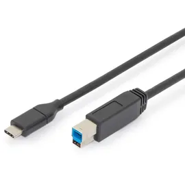 Digitus USB 3.2 Gen2 Kabel – 1.0 m – USB-C zu Typ-B – 10 Gbps – für Drucker, Scanner, Festplattengehäuse, Hubs – Schwarz