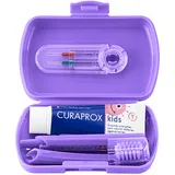 Curaprox Kids Reise-Set – Lila | Zahnbürste, Zahnpasta & Interdentalbürsten | Ultraweiche Curen®-Filamente | Kompakte Lösung Für Kinder | Hergestellt In Der Schweiz